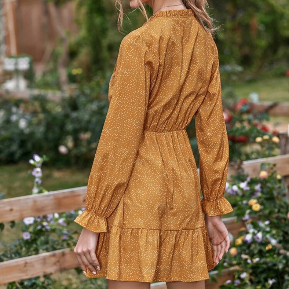 Mustard Polkadot Dress - Picture 4 of 13